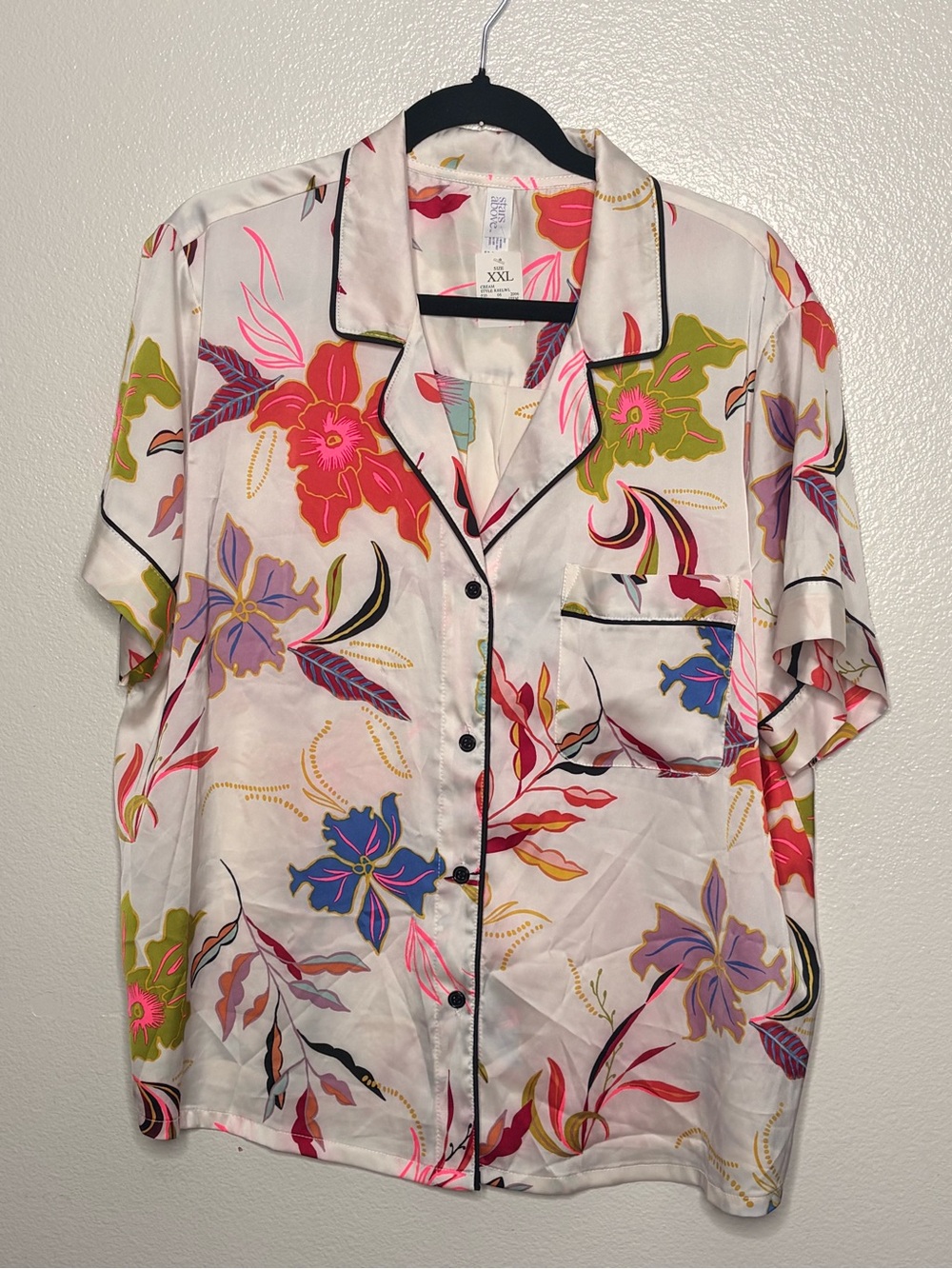 stars above White Floral Button-Down Shirt with Multicolor Print